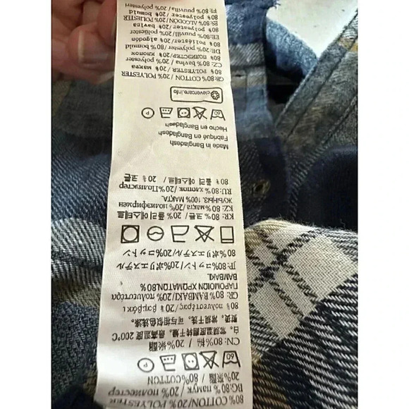 Burnside Shirt Men's Large Blue Plaid Flannel Button Front Patch dirtlabs Adult - Picture 14 of 16